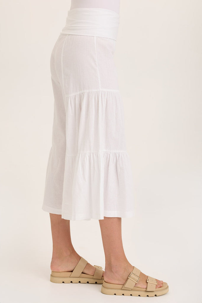 Linen Side-Tier Wide Leg Palazzo