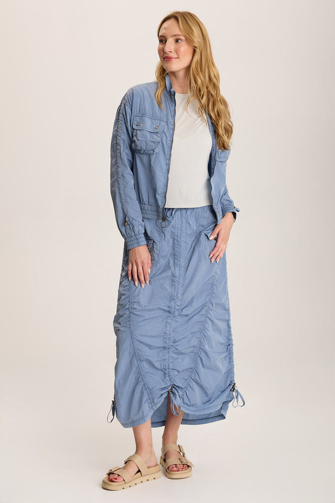 Zeno Ruched Sporty Cargo Midi Skirt