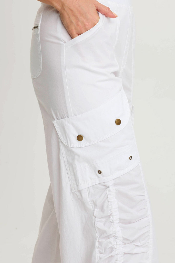 Muldoon Poplin Ruched Wide-Leg Crop Pant