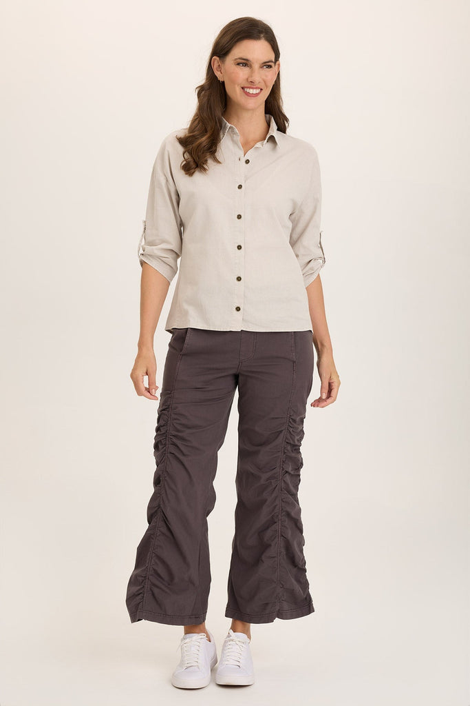 Naola Stretch Poplin Ruched Flare Gaucho