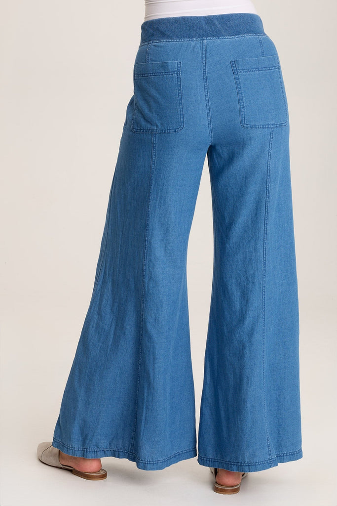 Florentine Mock-Denim Wide-Leg Pant