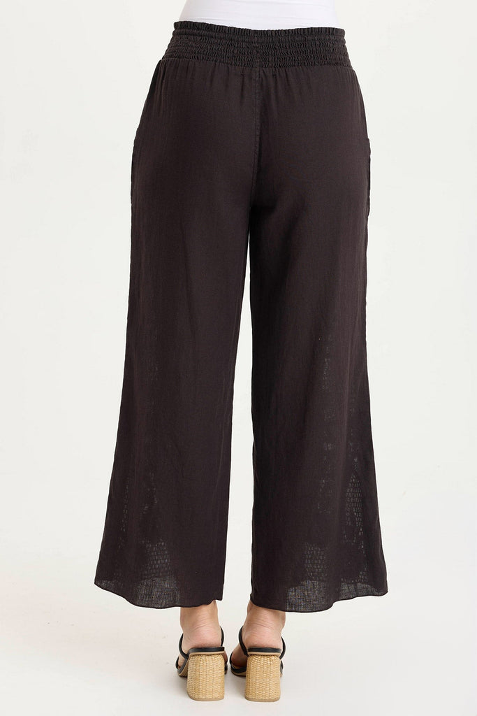 Rokel Linen/Crochet Ruched Wide Leg Pant