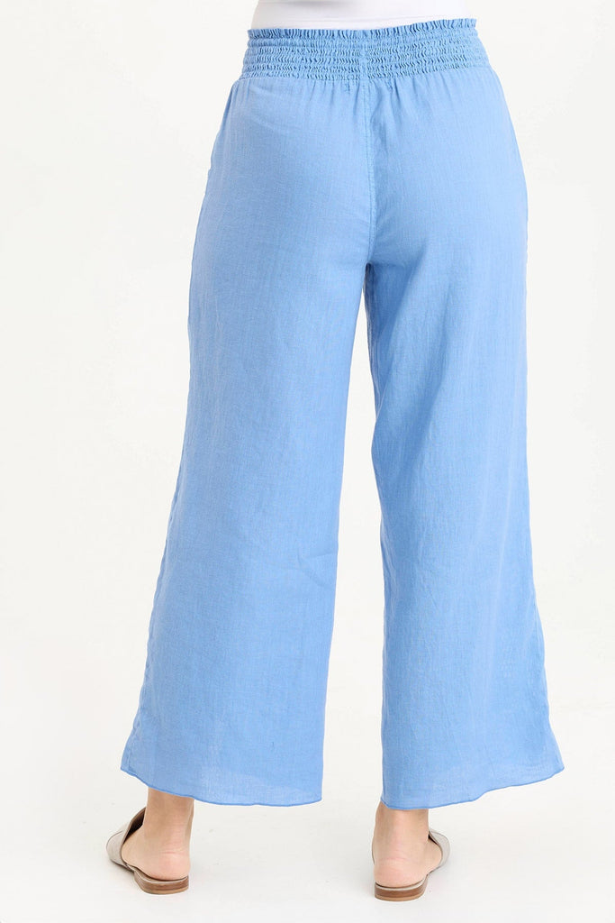 Rokel Linen/Crochet Ruched Wide Leg Pant
