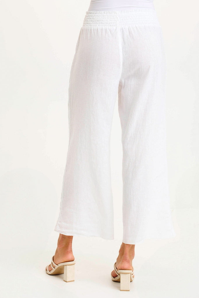 Rokel Linen/Crochet Ruched Wide Leg Pant