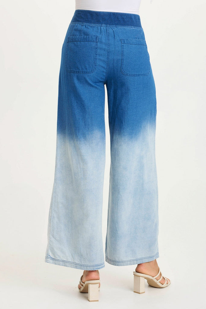 Ralston Indigo Twill Lightweight Pleated Wide Leg Pant