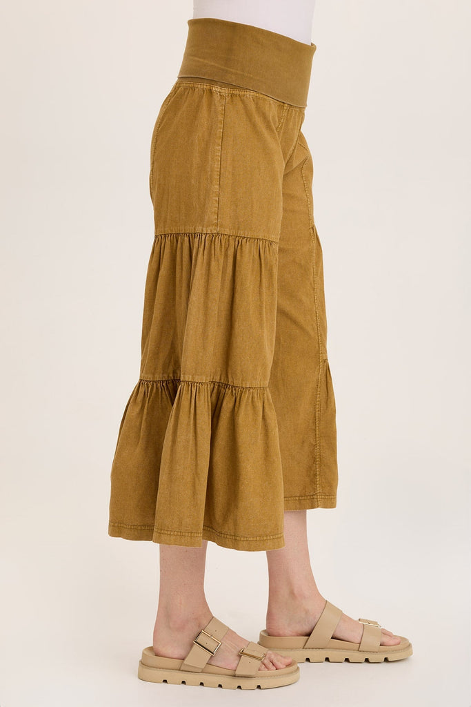 Linen Side-Tier Wide Leg Palazzo