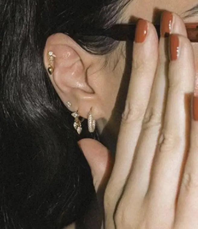 Mini Pave Huggie Hoop Earrings