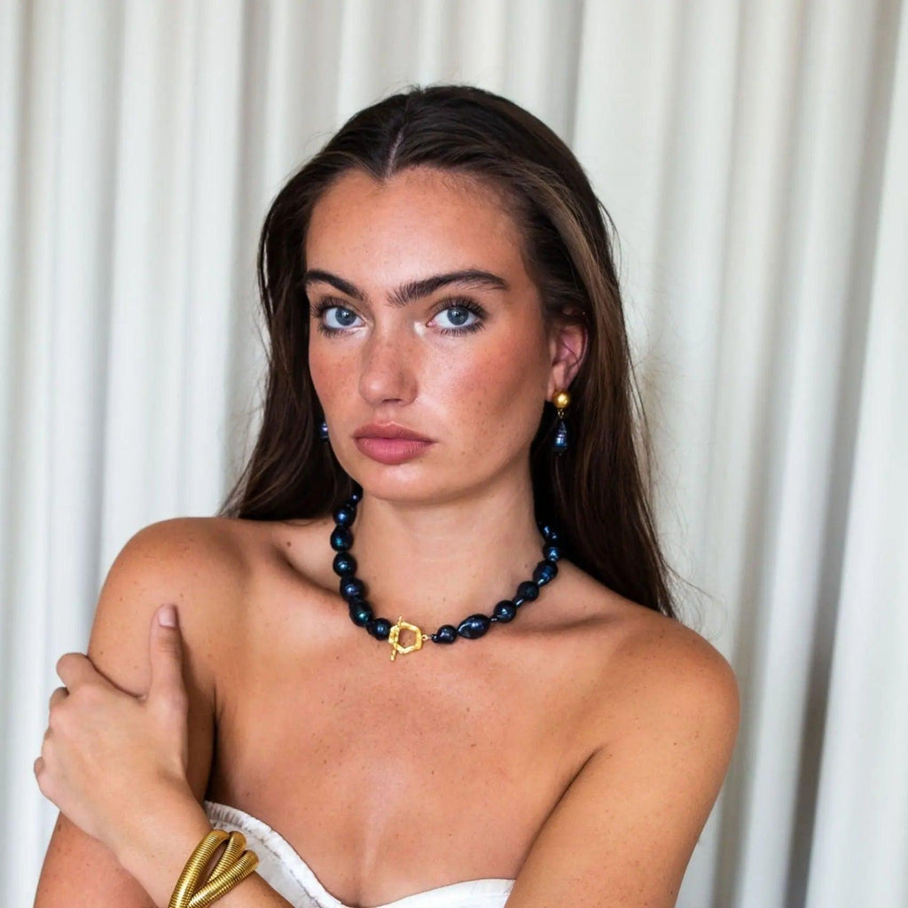 Navy Pearl Earrings